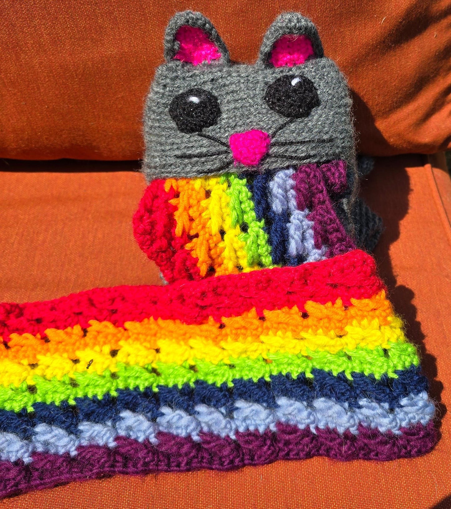 Rainbow Barf Cat Scarf (Made to order)