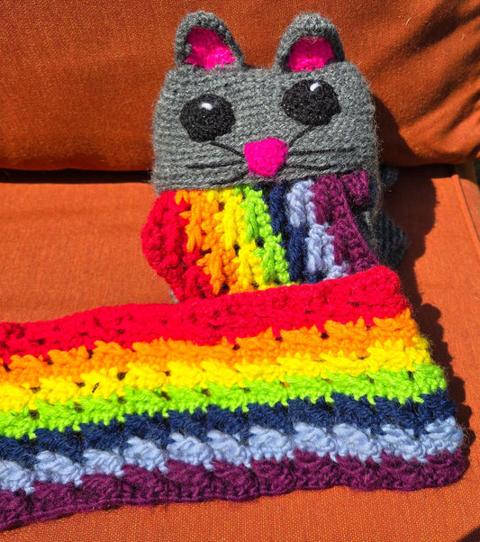 Rainbow Barf Cat Scarf (Made to order)