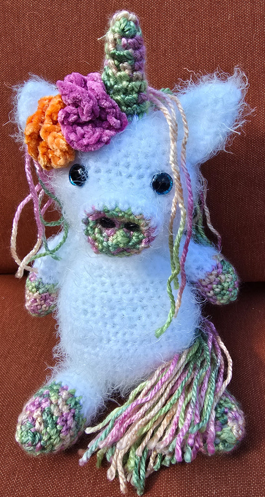 Soft Amigarumi Stuffed Unicorn (Pink & Green)