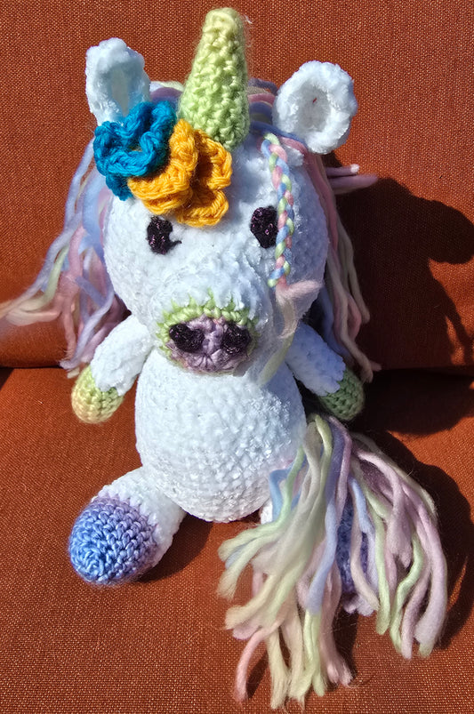 Soft Pastel Rainbow Amigarumi Stuffed Unicorn