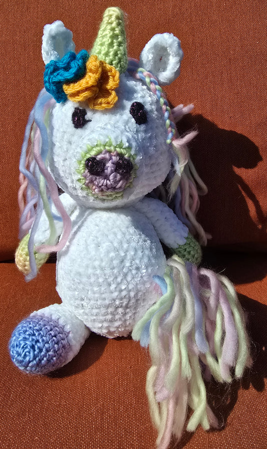 Soft Pastel Rainbow Amigarumi Stuffed Unicorn