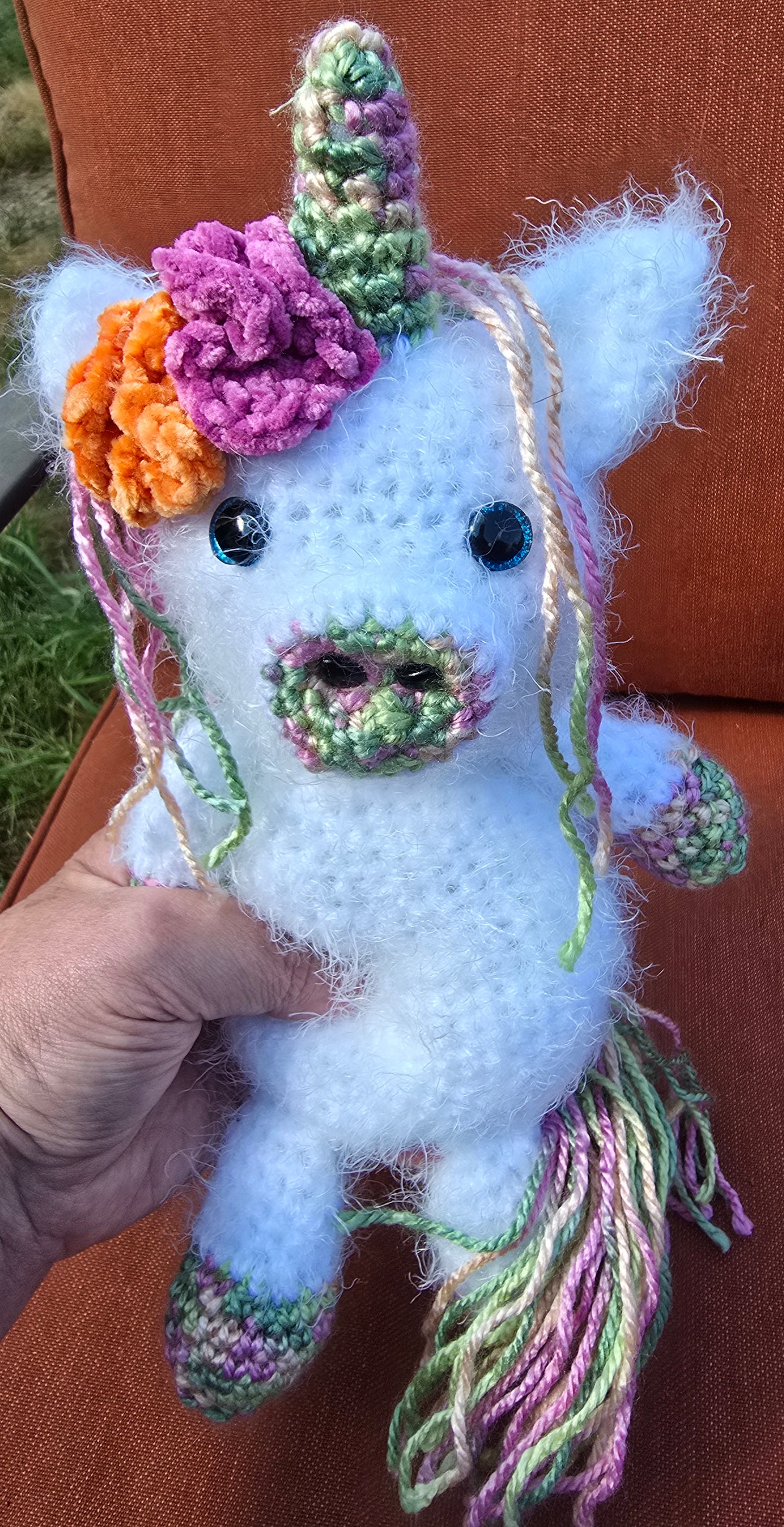 Soft Amigarumi Stuffed Unicorn (Pink & Green)