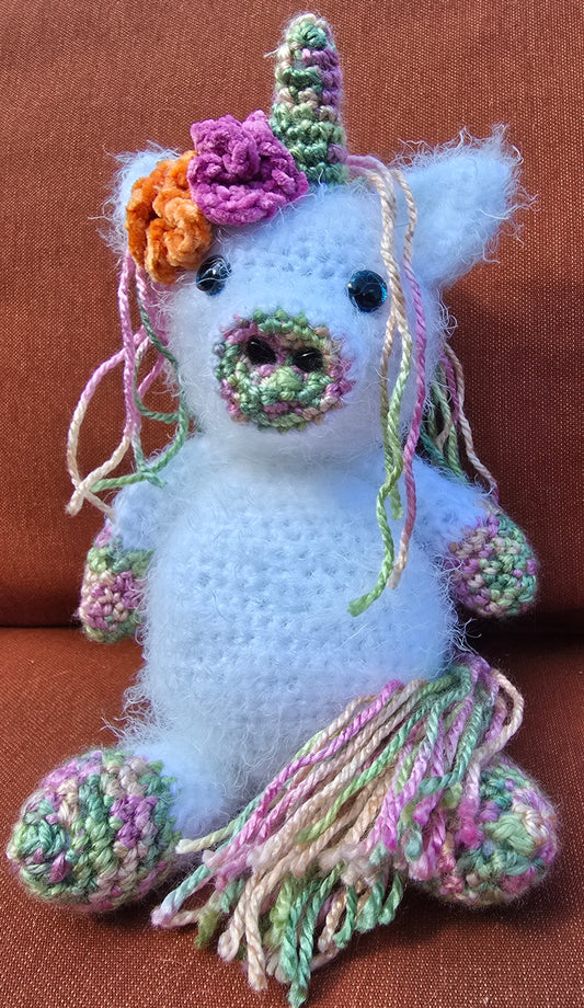 Soft Amigarumi Stuffed Unicorn (Pink & Green)