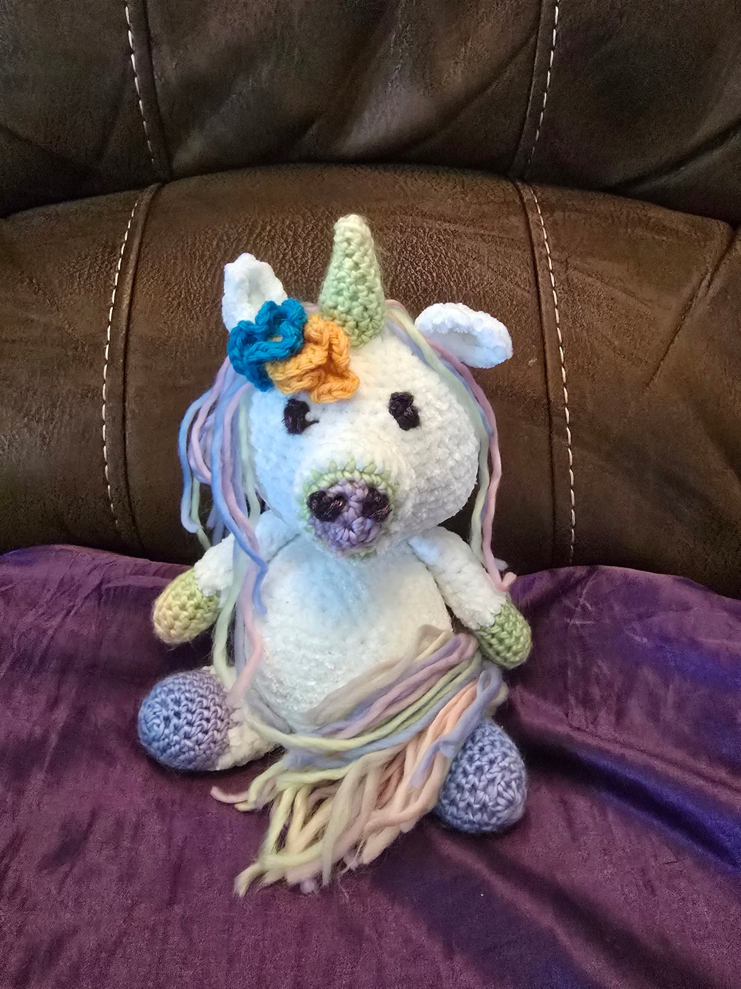Soft Pastel Rainbow Amigarumi Stuffed Unicorn