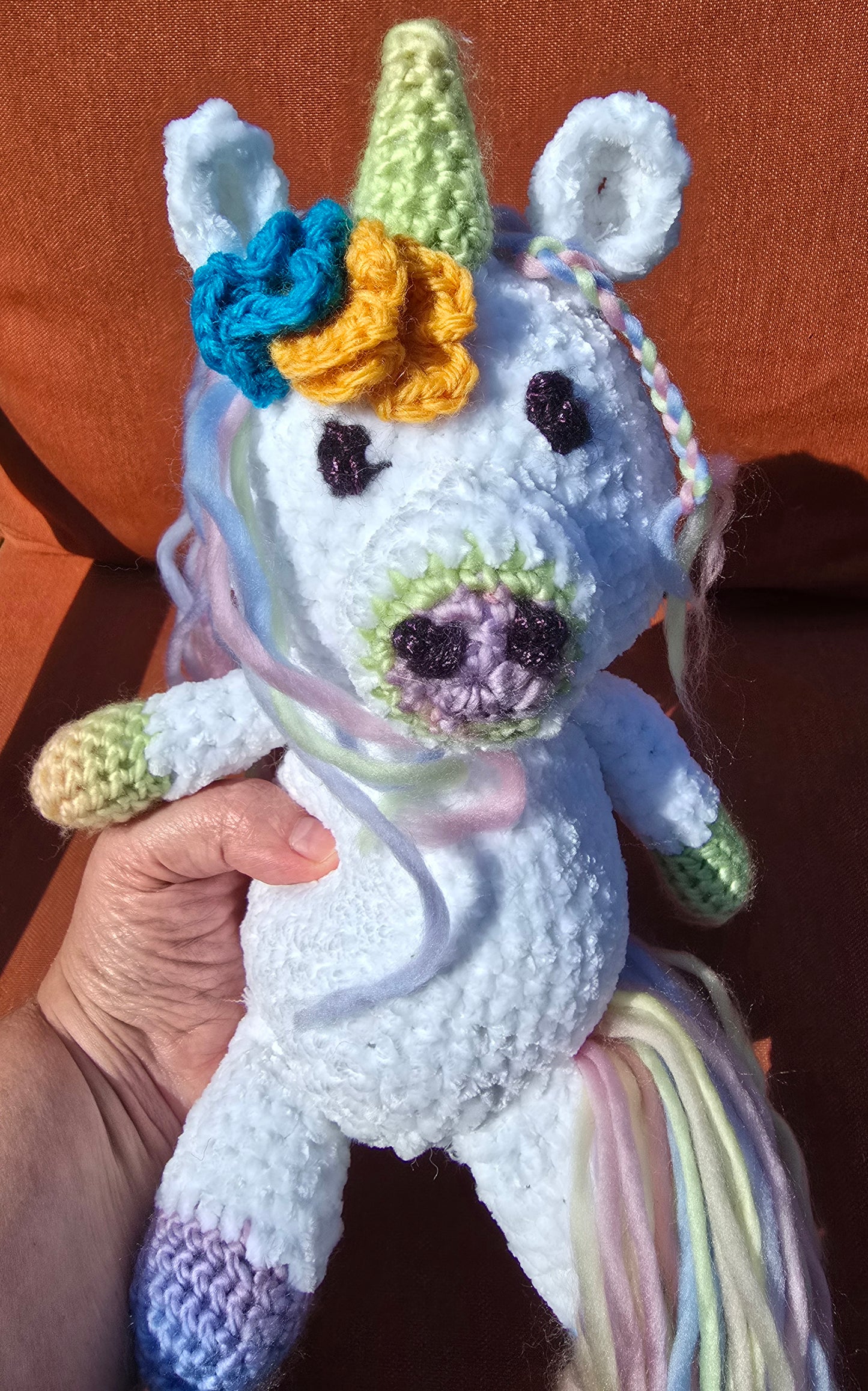 Soft Pastel Rainbow Amigarumi Stuffed Unicorn