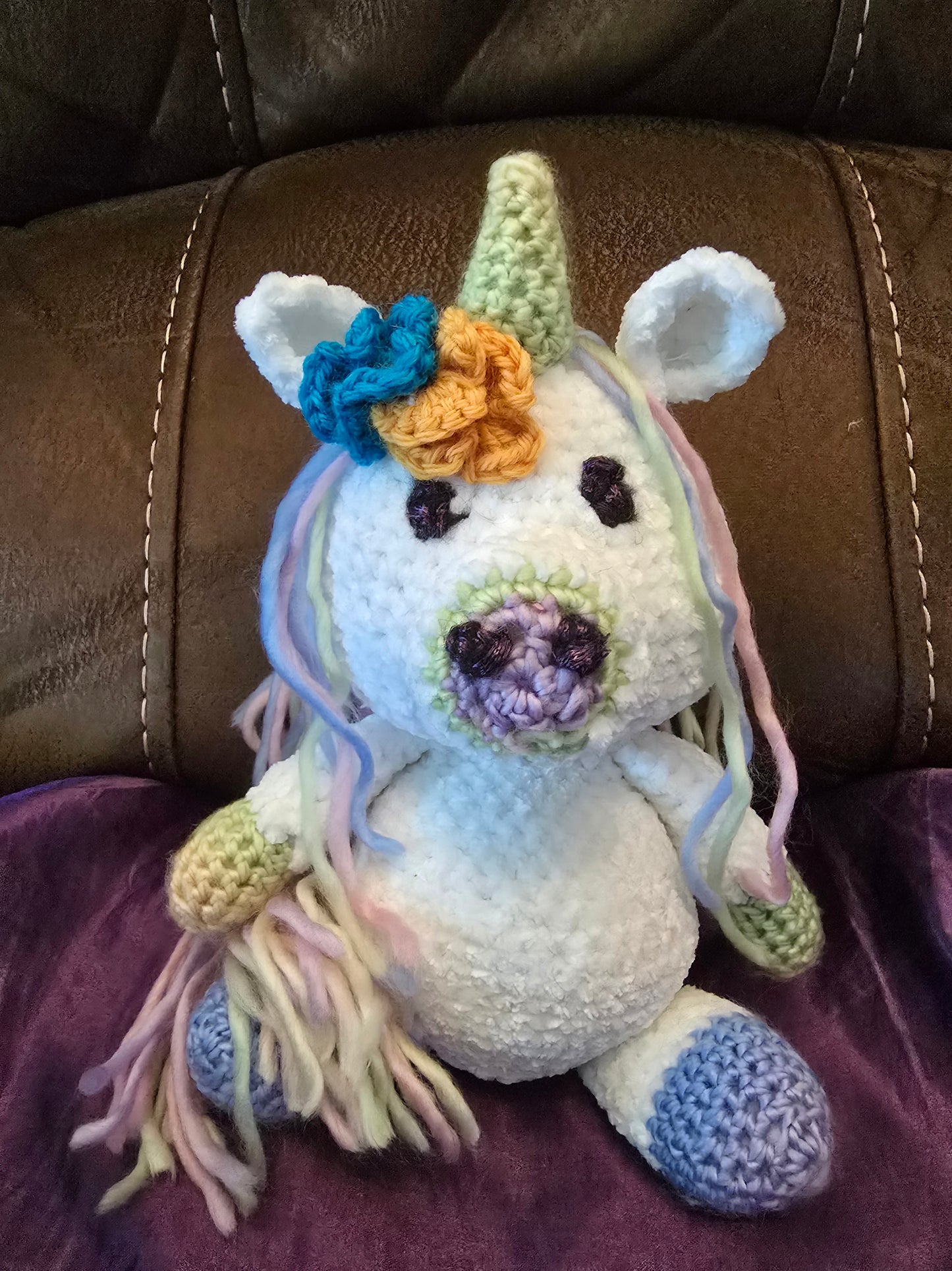 Soft Pastel Rainbow Amigarumi Stuffed Unicorn
